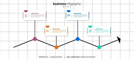 Vector infographics timeline design template with 3D paper label, integrated circles background. Timeline infographic design vector and marketing icons.