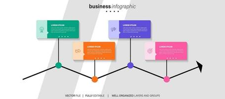 Vector infographics timeline design template with 3D paper label, integrated circles background. Timeline infographic design vector and marketing icons.