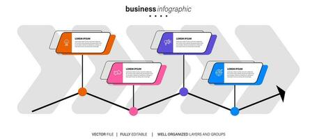 Vector infographics timeline design template with 3D paper label, integrated circles background. Timeline infographic design vector and marketing icons.