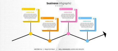 Vector Infographic arrow design with 4 options or steps. Infographics for business concept. Can be used for presentations banner, workflow layout, process diagram, flow chart, info graph