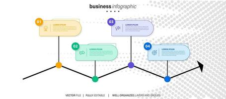 Vector Infographic arrow design with 4 options or steps. Infographics for business concept. Can be used for presentations banner, workflow layout, process diagram, flow chart, info graph