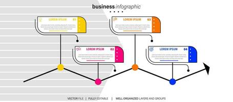 vector infografía flecha diseño con 4 4 opciones o pasos. infografia para negocio concepto. lata ser usado para presentaciones bandera, flujo de trabajo disposición, proceso diagrama, fluir cuadro, informacion grafico