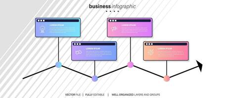 Abstract elements of graph infographic template with label, integrated circles. Business concept with 4 options. For content, diagram, flowchart, steps, parts, timeline infographics, workflow layout vector