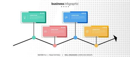 Abstract elements of graph infographic template with label, integrated circles. Business concept with 4 options. For content, diagram, flowchart, steps, parts, timeline infographics, workflow layout vector