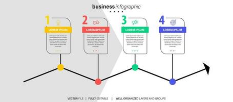 vector infografía 3d largo circulo etiqueta, infografía con número 4 4 opciones procesos.