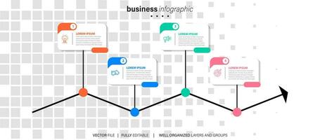 Thin line infographic scheme with 4 options. Vector template for