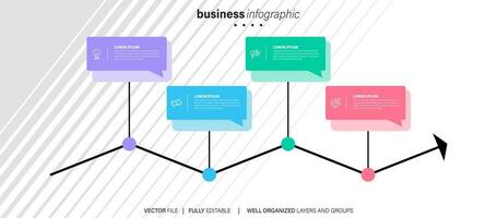 Thin line infographic scheme with 4 options. Vector template for