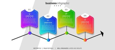 Delgado línea infografía esquema con 4 4 opciones vector modelo para