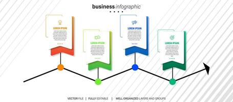 Delgado línea infografía esquema con 4 4 opciones vector modelo para