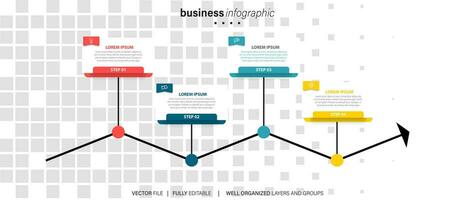 Delgado línea infografía esquema con 4 4 opciones vector modelo para