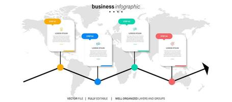 Delgado línea infografía esquema con 4 4 opciones vector modelo para