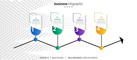 Thin line infographic scheme with 4 options. Vector template for