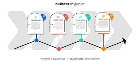 visualización de datos comerciales. iconos de infografía de línea de tiempo diseñados para plantilla de fondo abstracto elemento de hito diagrama moderno tecnología de proceso marketing digital presentación de datos vector de gráfico