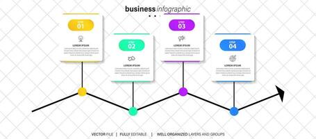 Timeline infographic design with circle for business template. Vector 4 steps.