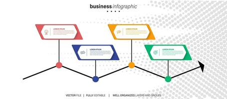 Business process infographic template. Thin line design with numbers 4 options or steps. Vector illustration graphic design