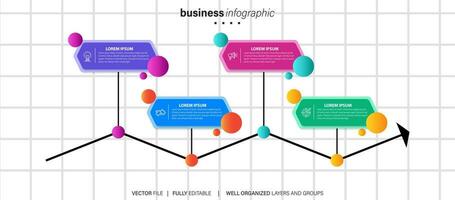 negocio proceso infografía modelo. Delgado línea diseño con números 4 4 opciones o pasos. vector ilustración gráfico diseño