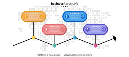 Business process infographic template. Thin line design with numbers 4 options or steps. Vector illustration graphic design