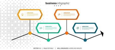 negocio proceso infografía modelo. Delgado línea diseño con números 4 4 opciones o pasos. vector ilustración gráfico diseño