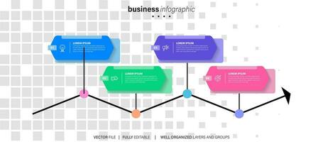 Business process infographic template. Thin line design with numbers 4 options or steps. Vector illustration graphic design