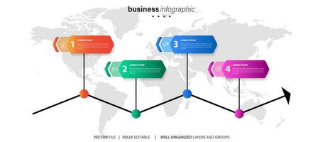 negocio proceso infografía modelo. Delgado línea diseño con números 4 4 opciones o pasos. vector ilustración gráfico diseño