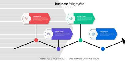 Vector infographic template with 3D paper label, integrated circles. Business concept with 4 options. For content, diagram, flowchart, steps, parts, timeline infographics, workflow, chart.