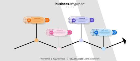 infografía diseño modelo. cronograma concepto con 4 4 pasos vector