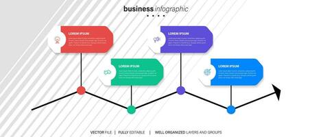 Four text box infographic elements. Business template for presentation. Vector concept with 4 options or steps.