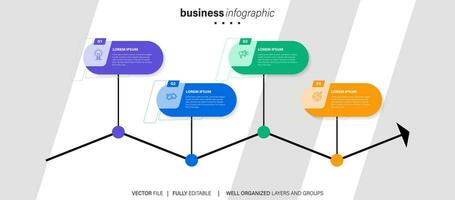 Vector infographic template with 3D paper label, integrated circles. Business concept with 4 options. For content, diagram, flowchart, steps, parts, timeline infographics, workflow, chart.