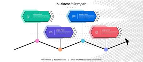 Vector infographic template with 3D paper label, integrated circles. Business concept with 4 options. For content, diagram, flowchart, steps, parts, timeline infographics, workflow, chart.