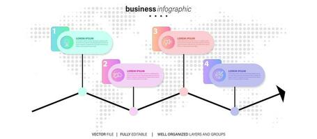 Business infographic element process template design with icons and 4 options or steps. Vector illustration.