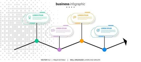 cronograma infografía con infográfico. moderno presentación modelo con 4 4 pasos para negocio proceso. sitio web modelo en blanco antecedentes para concepto moderno diseño. horizontal disposición. vector