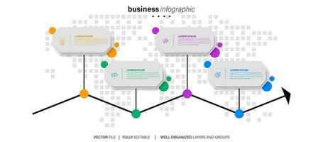 Modern infographic template with 4 steps. Business circle template with options for brochure, diagram, workflow, timeline, web design. Vector EPS 10