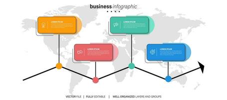 Business infographic element with 4 options, steps, number vector template design