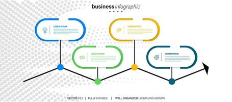 Modern infographic template with 4 steps. Business circle template with options for brochure, diagram, workflow, timeline, web design. Vector EPS 10