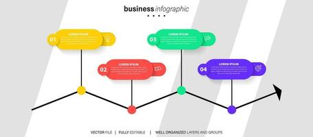 Modern infographic template with 4 steps. Business circle template with options for brochure, diagram, workflow, timeline, web design. Vector EPS 10