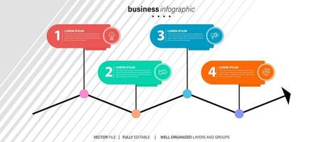 Modern infographic template with 4 steps. Business circle template with options for brochure, diagram, workflow, timeline, web design. Vector EPS 10