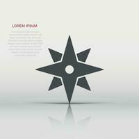Compass icon in flat style. Navigation equipment vector illustration on white isolated background. Journey direction business concept.