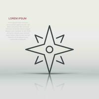 Compass icon in flat style. Navigation equipment vector illustration on white isolated background. Journey direction business concept.