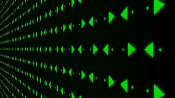 Animation of glowing right and left green neon arrows. Looped Neon Lines abstract VJ background Futuristic laser backgroundSeamless loop Arrows flashing on and off in sequence Matrix beam fashion show video