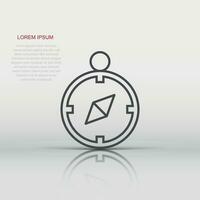 Compass icon in flat style. Navigation equipment vector illustration on white isolated background. Journey direction business concept.