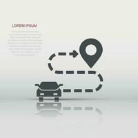 Car destination icon in flat style. Car navigation vector illustration on white isolated background. Locate position business concept.