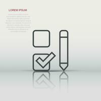 Checklist document icon in flat style. Survey vector illustration on white isolated background. Check mark choice business concept.