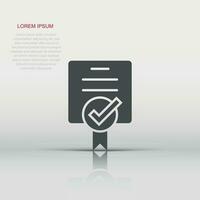 Approve certificate icon in flat style. Document check mark vector illustration on white isolated background. Approval choice business concept.