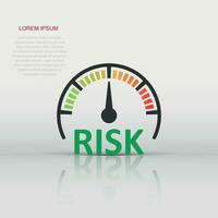 Risk meter icon in flat style. Rating indicator vector illustration on white isolated background. Fuel level sign business concept.