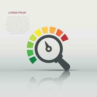 Risk meter icon in flat style. Rating indicator vector illustration on white isolated background. Fuel level sign business concept.