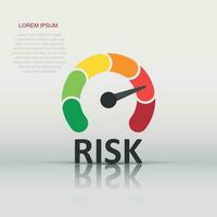 Risk meter icon in flat style. Rating indicator vector illustration on white isolated background. Fuel level sign business concept.