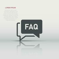 Faq speech bubble icon in flat style. Question vector illustration on white isolated background. Communication sign business concept.