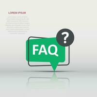 Faq speech bubble icon in flat style. Question vector illustration on white isolated background. Communication sign business concept.