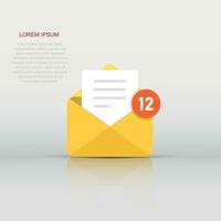 New incoming messages icon in flat style. Envelope with notification vector illustration on isolated background. Email sign business concept.