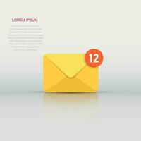 New incoming messages icon in flat style. Envelope with notification vector illustration on isolated background. Email sign business concept.